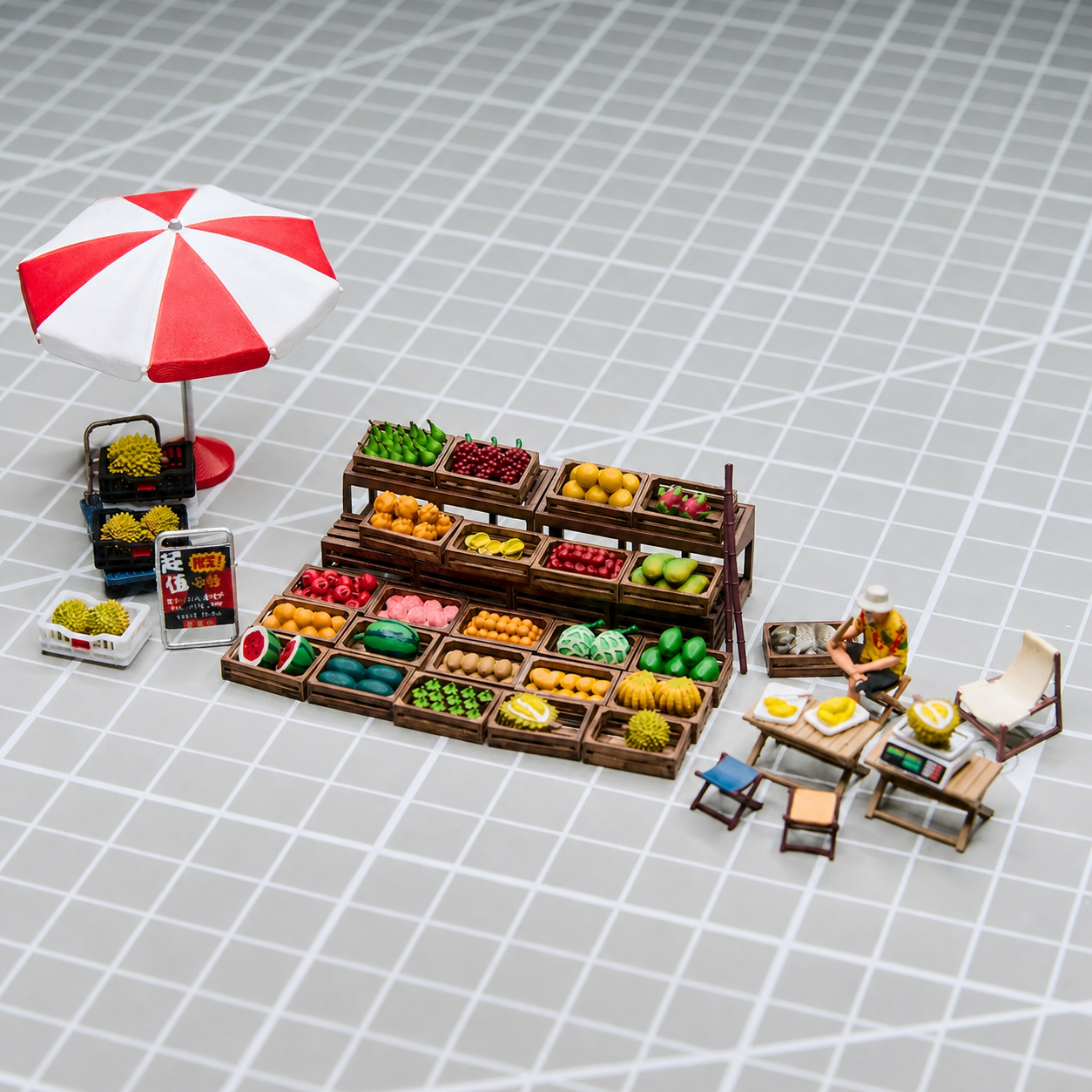 1:64 Fruit Stall Market Diorama Set