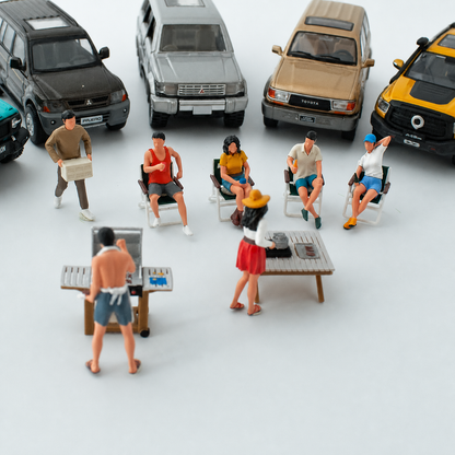 1:64 Seated Outdoor BBQ & Picnic Scene Miniature Diorama Series - series gallery image