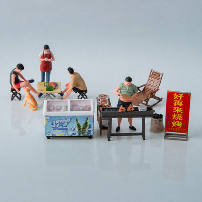 1:64 Chinese Night Market C4 Hao Zai Lai BBQ Stall Diorama Prop - Default Title