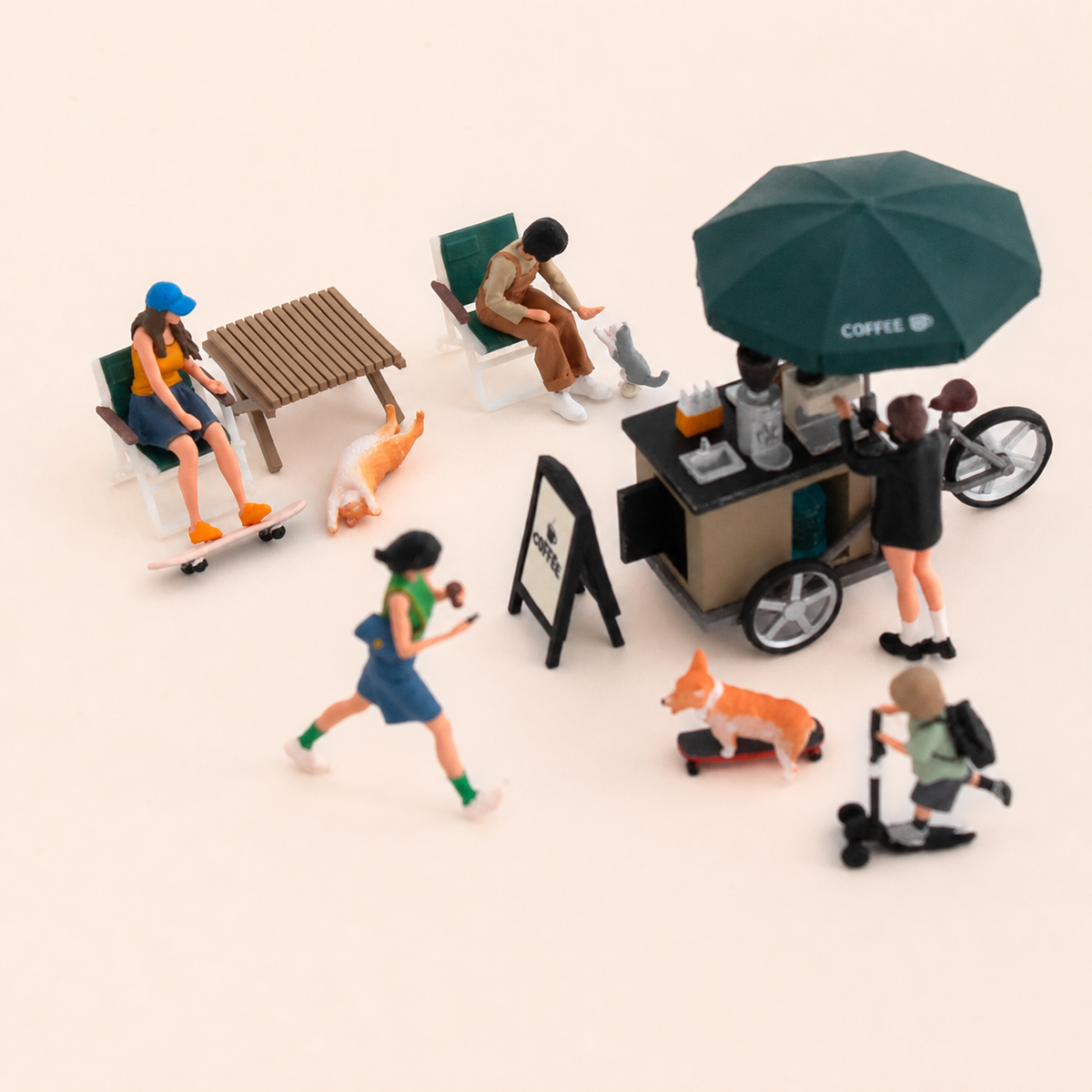 1:64 Street Coffee Miniature Diorama Series - Street Coffee Scene Complete Diorama Set