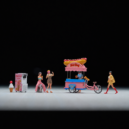 1:64 Street Hot Dog & Ice Cream Miniature Diorama Series - Street Hot Dog & Ice Cream Complete Diorama Set