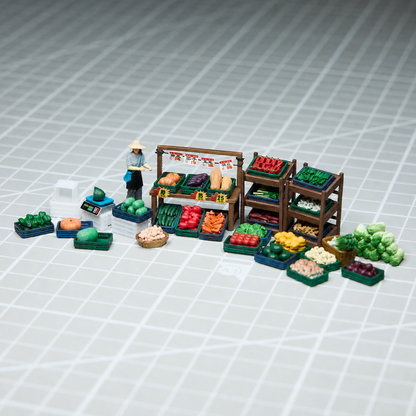 1:64 Vegetable Stall A 44-Piece Diorama Set - Default Title