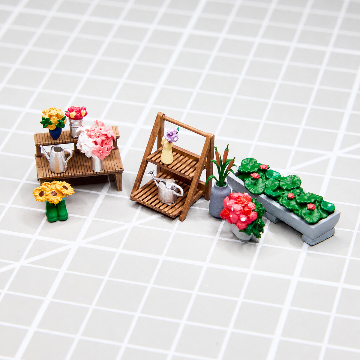 1:64 Floral Arrangement Miniature Diorama Prop Series - Floral Arrangement A & B Complete Prop Set