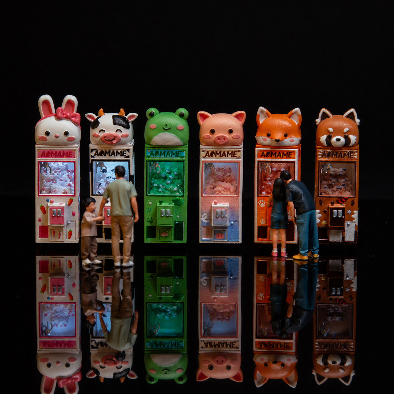 1:64 Qingdou Animal Claw Machine Miniature Diorama Series - Animal Claw Machine Family Complete Diorama Set