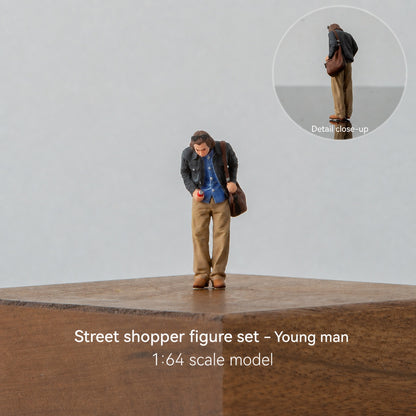 1:64 Street Shopping Miniature Figure Series - Young Man with Shoulder Bag Figure