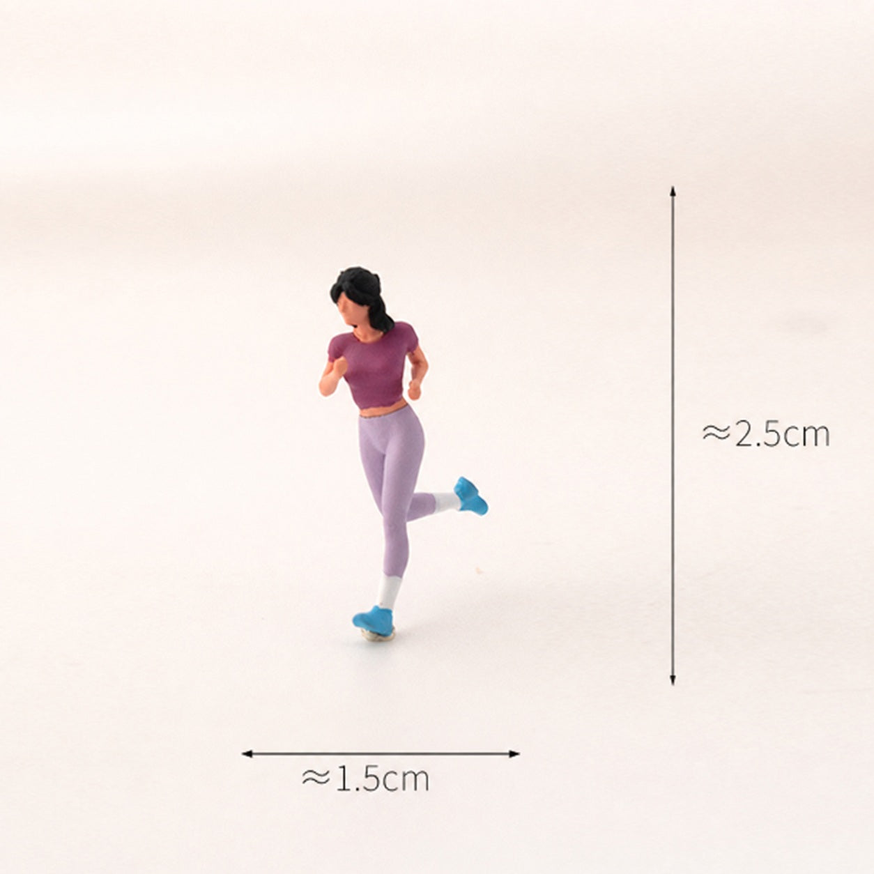 1:64 Running Miniature Figure Series - Running Woman in Purple Top and Yoga Pants Figure