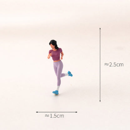 1:64 Running Miniature Figure Series - Running Woman in Purple Top and Yoga Pants Figure