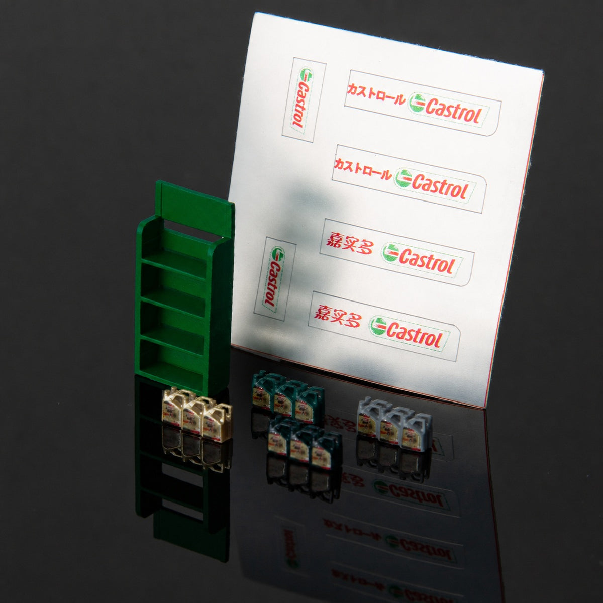 1:64 JDM Oil Rack S1 Miniature Diorama Prop Series - Castrol Oil Rack S1 Diorama Prop