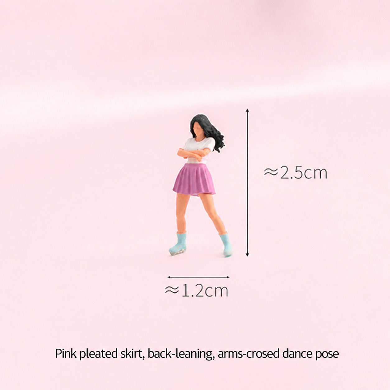 1:64 Dance Arcade Miniature Diorama Series - Female Dancer in Pink Pleated Skirt Leaning Back Figure
