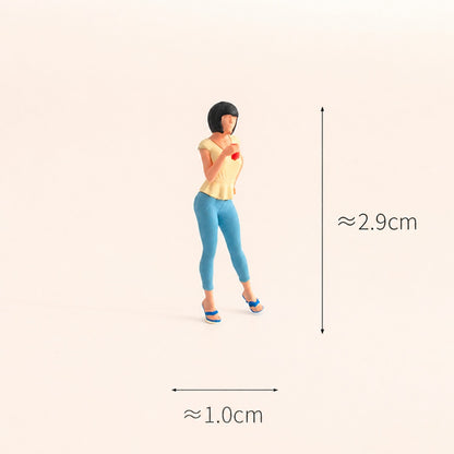 1:64 Photo Session Miniature Figure Series - Woman in Yellow Top Holding a Drink Figure