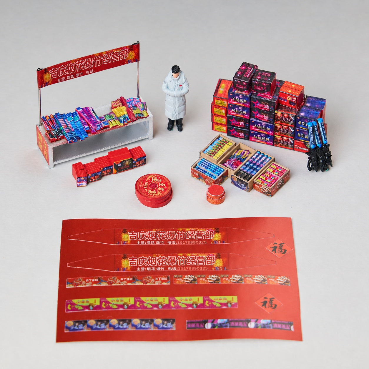 1:64 Jiqing Fireworks & Firecracker Shop Diorama Prop - additional product image 2