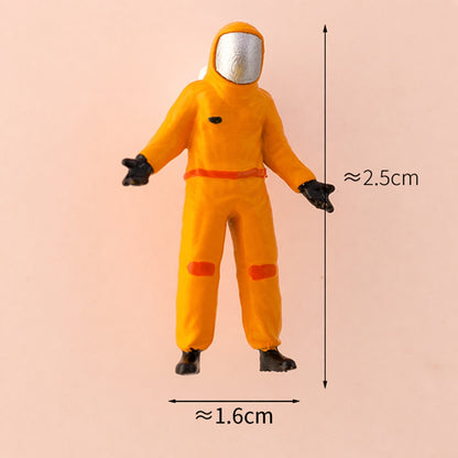 1:64 Environmental Inspection Miniature Figure Series - Man in Orange Hazmat Suit with Palms-Up Gesture Figure