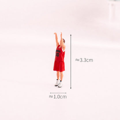 1:64 Basketball Arcade Miniature Diorama Series - Male Basketball Player in Red Uniform Shooting Figure