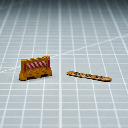 1:64 Traffic Control & Street Miniature Prop Series A - Speed Bump & Construction Barricade Prop Set