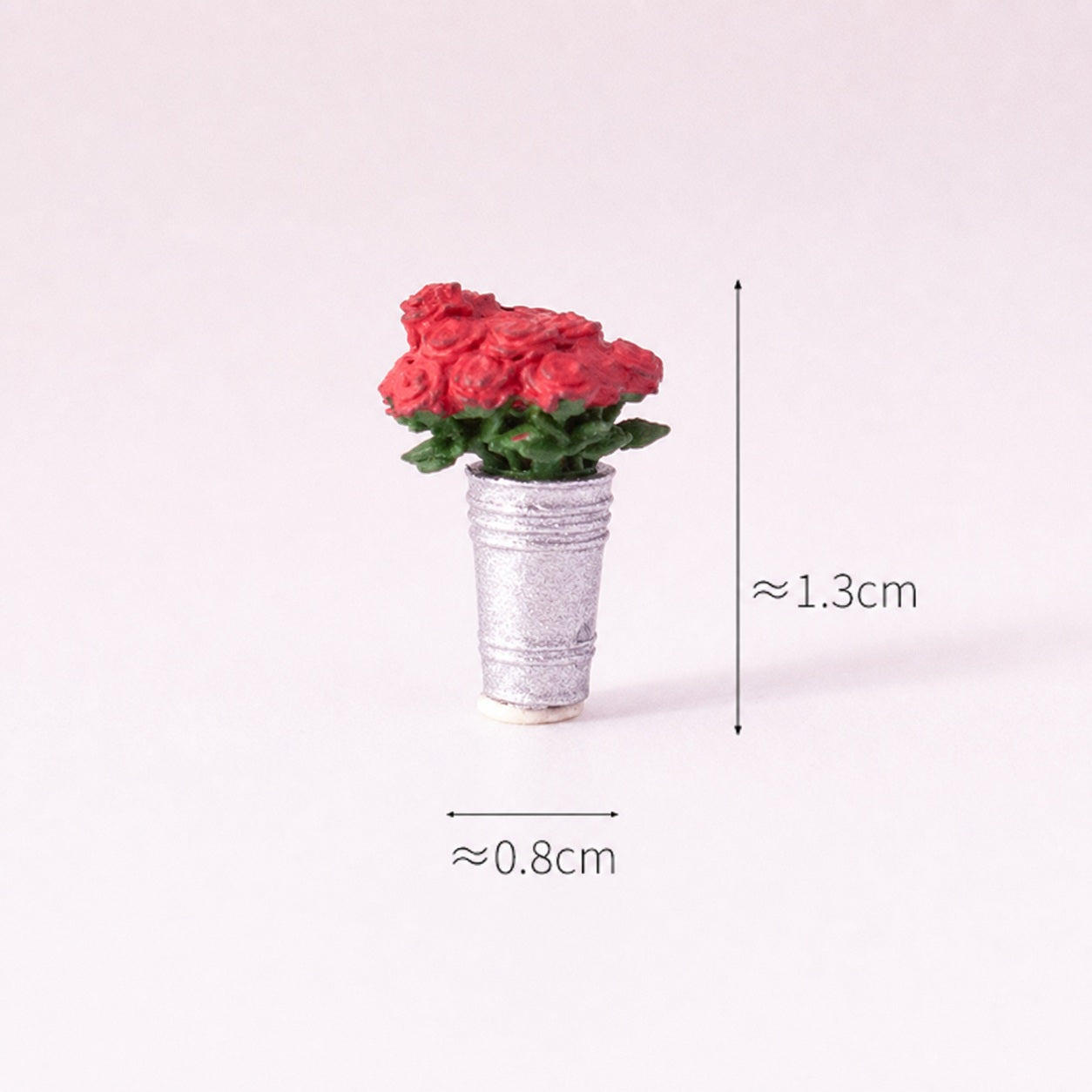 1:64 Potted Plants Miniature Diorama Prop Series - Rose Flower Bucket Diorama Prop