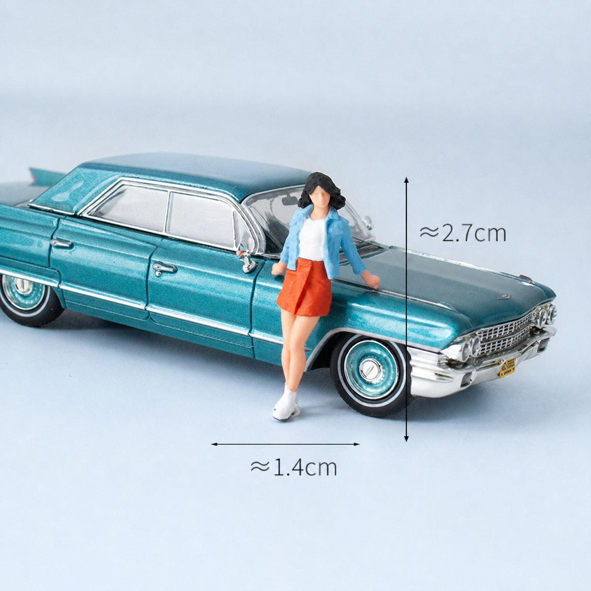 1:64 Everyday Street Scene Miniature Figure Series - Woman in Orange Skirt Leaning Back Figure