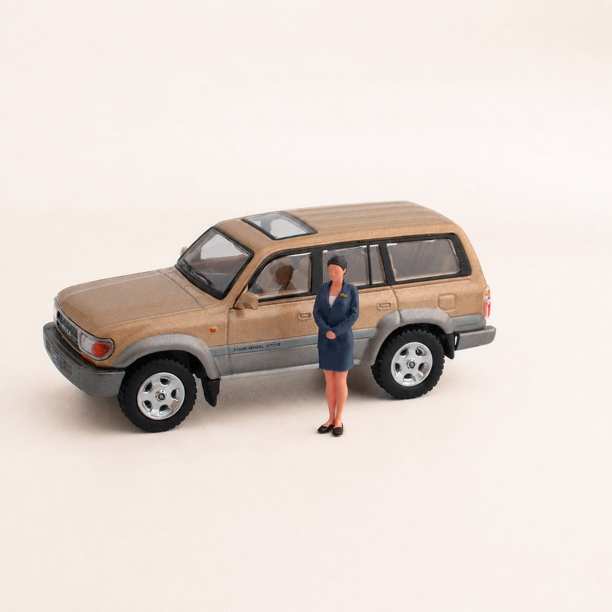 1:64 Business Suit Miniature Figure Series - Standing Woman in Blue Suit with Hands Folded Figure