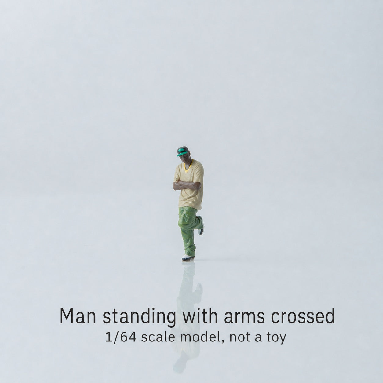 1:64 West Coast Hip-Hop Street Miniature Figure Series - Black Man Leaning Against a Wall with Arms Crossed Figure