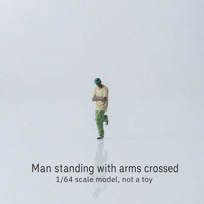 1:64 West Coast Hip-Hop Street Miniature Figure Series - Black Man Leaning Against a Wall with Arms Crossed Figure