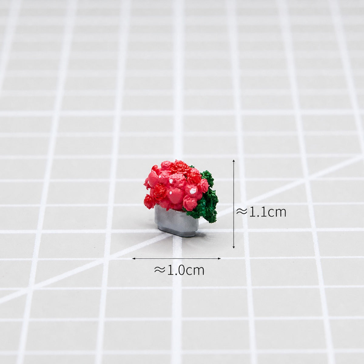 1:64 Floral Arrangement Miniature Diorama Prop Series - Dahlia in Large Gray Pot Diorama Prop