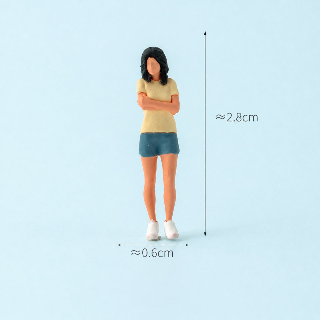1:64 Summer Waiting Scene Miniature Figure Series - Standing Woman in Yellow Top with Arms Folded Figure