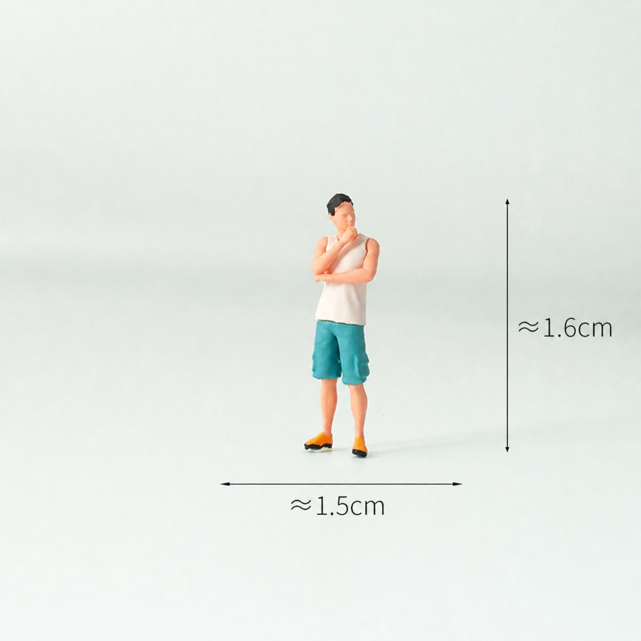 1:64 Everyday Street Scene Miniature Figure Series - Standing Man in White Tank Top with Arms Folded Figure