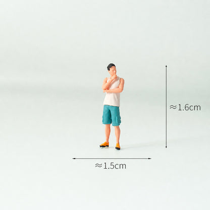 1:64 Everyday Street Scene Miniature Figure Series - Standing Man in White Tank Top with Arms Folded Figure