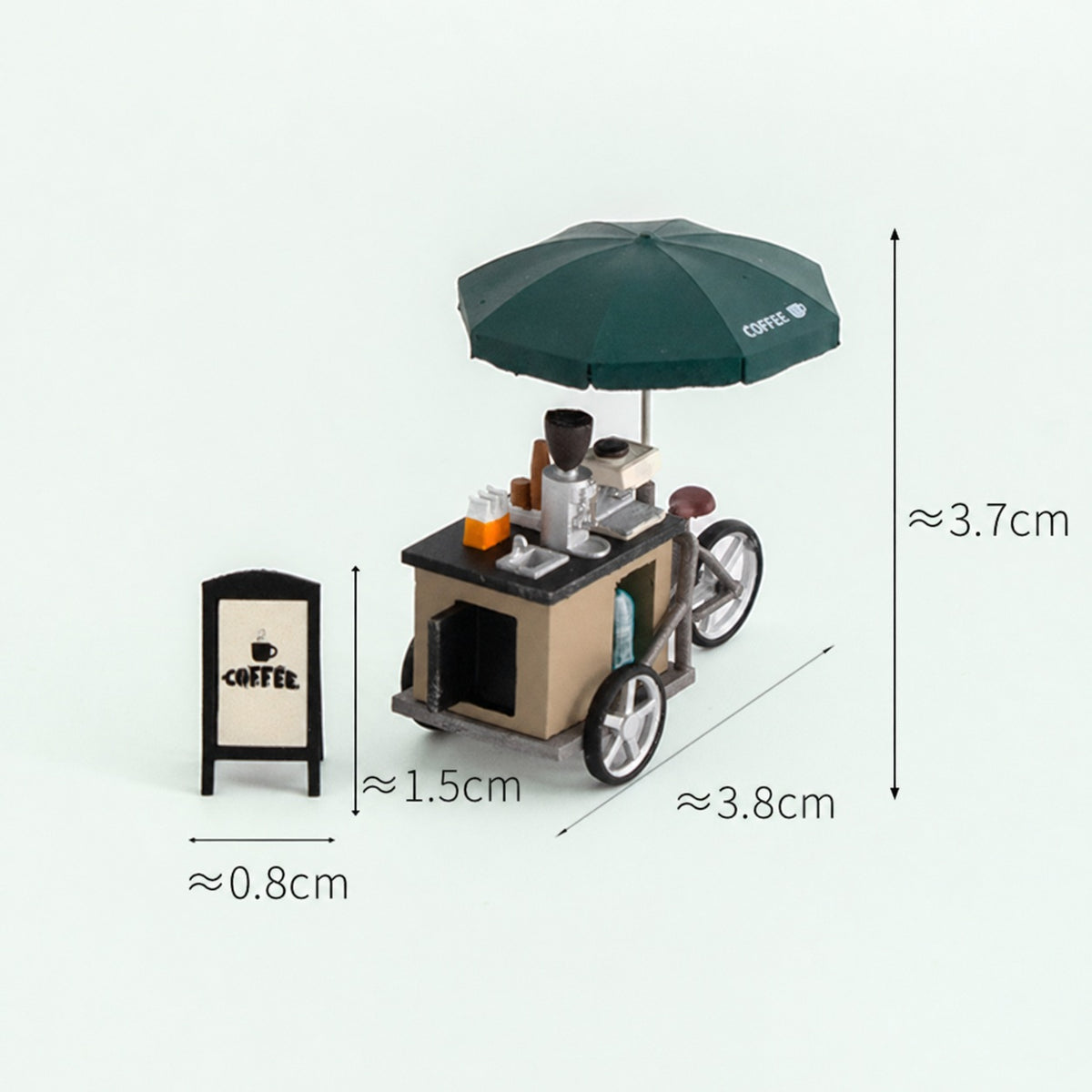 1:64 Street Coffee Miniature Diorama Series - Coffee Cart & Sign Diorama Prop Set