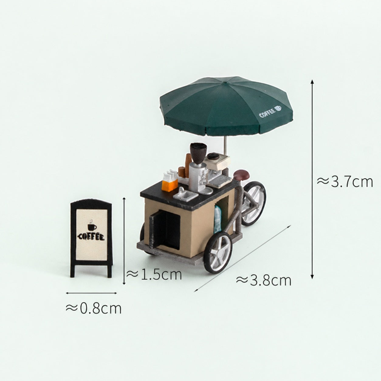 1:64 Street Coffee Miniature Diorama Series - Coffee Cart & Sign Diorama Prop Set