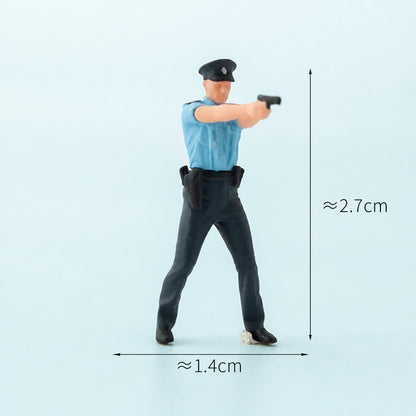 1:64 Hong Kong Police Miniature Figure Series - Hong Kong Male Police Officer Aiming a Handgun Figure