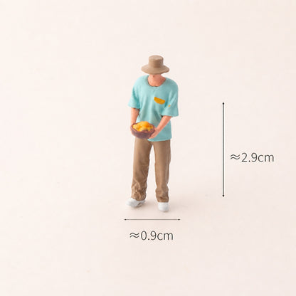 1:64 Standing Outdoor BBQ & Picnic Scene Miniature Diorama Series - Man in Blue Top Holding Fruit Figure