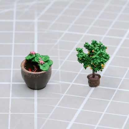 1:64 Chinese Garden Vignette Miniature Diorama Series A - Lotus Koi Pond & Kumquat Tree Prop Set