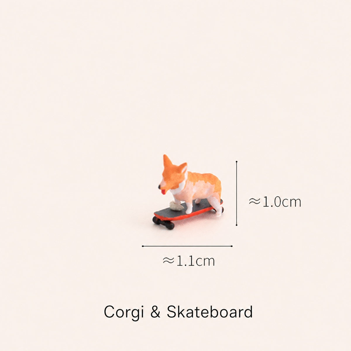 1:64 Street Coffee Miniature Diorama Series - Skateboarding Corgi with Skateboard Figure