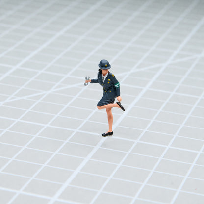 1:64 Japanese Police Miniature Figure Series A - Japanese Female Police Officer Holding Handcuffs Figure