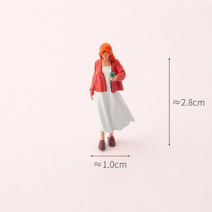 1:64 Standing Outdoor BBQ & Picnic Scene Miniature Diorama Series - Woman in Pink Dress Holding Beer Figure