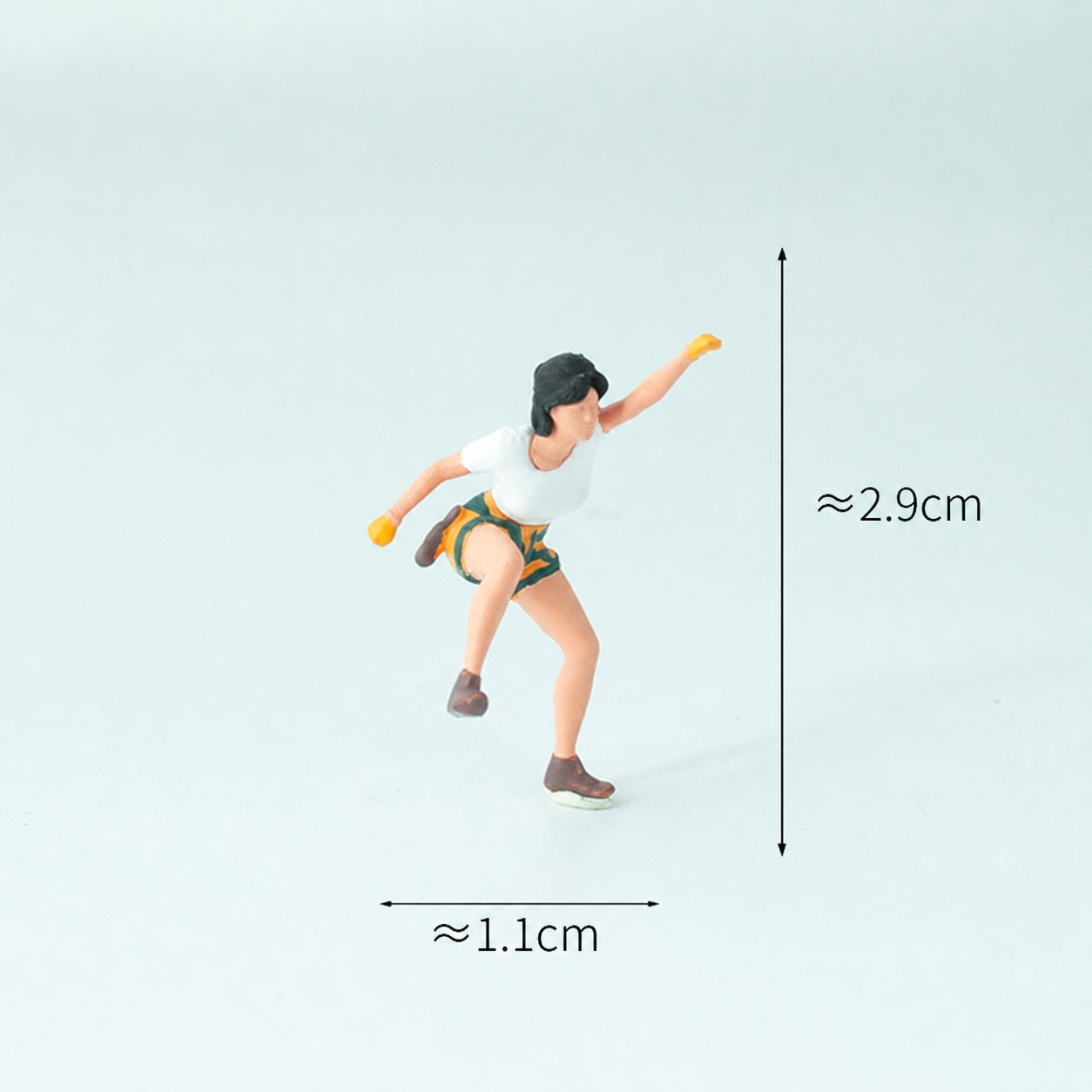 1:64 Rock Climbing Miniature Figure Series - One-Handed Female Rock Climber in Yellow Shorts Figure