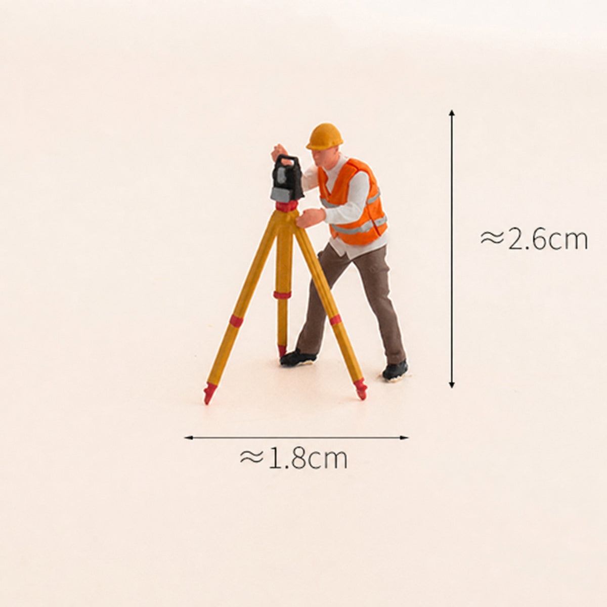 1:64 Survey Crew Miniature Figure Series - Male Surveyor in Orange Safety Vest with Surveying Instrument Diorama Set