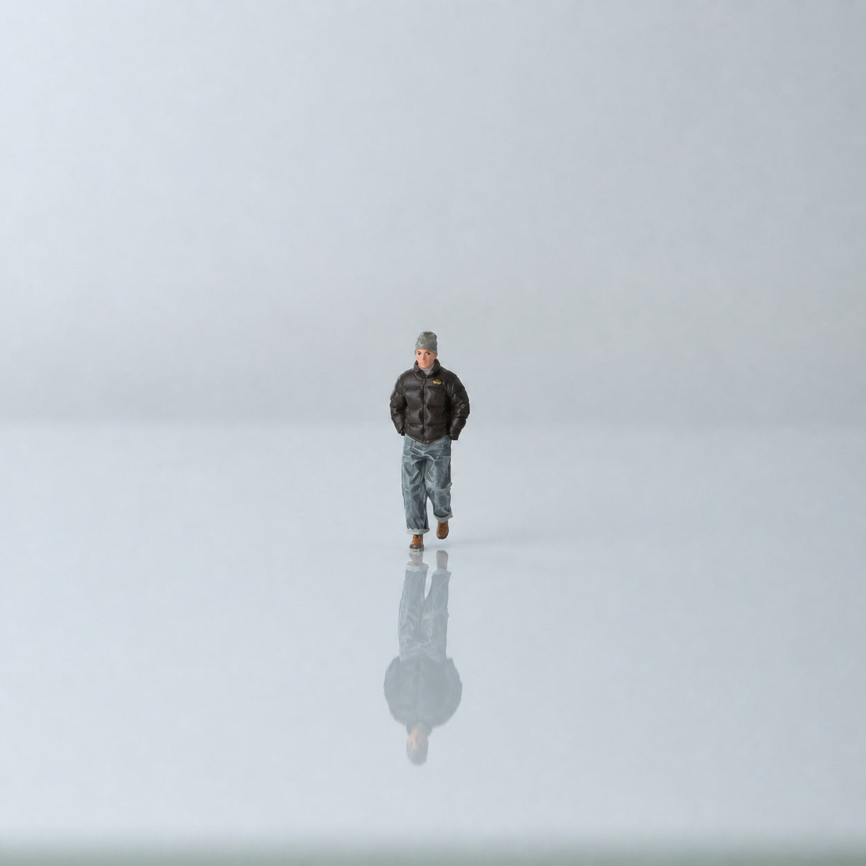 1:64 Everyday Winter Miniature Figure Series A - Walking Young Man in Puffer Jacket Figure