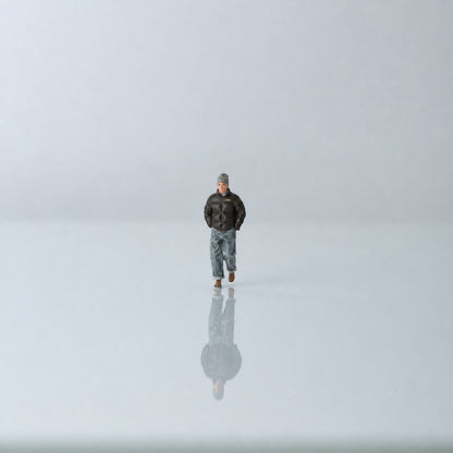 1:64 Everyday Winter Miniature Figure Series A - Walking Young Man in Puffer Jacket Figure