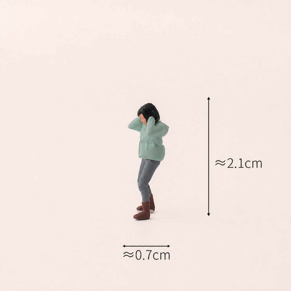 1:64 Snow Day Miniature Figure Series - Little Girl in Light Blue Puffer Jacket Covering Her Ears Figure