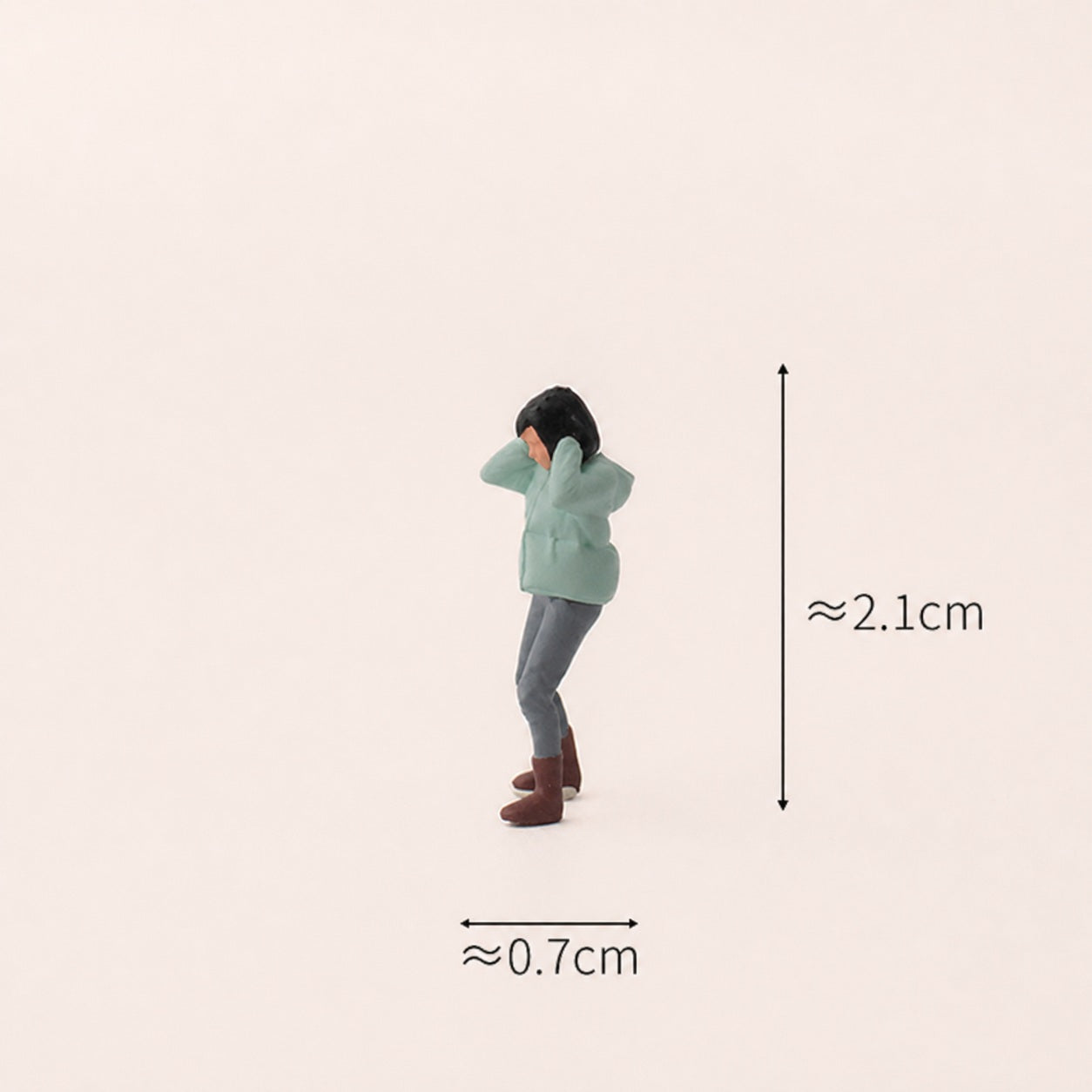 1:64 Snow Day Miniature Figure Series - Little Girl in Light Blue Puffer Jacket Covering Her Ears Figure