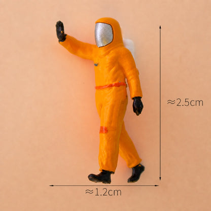 1:64 Environmental Inspection Miniature Figure Series - Man in Orange Hazmat Suit Making a Stop Gesture Figure