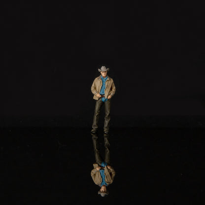 1:64 Texas Cowboy Miniature Diorama Series - Elderly Cowboy in Leather Chaps Figure
