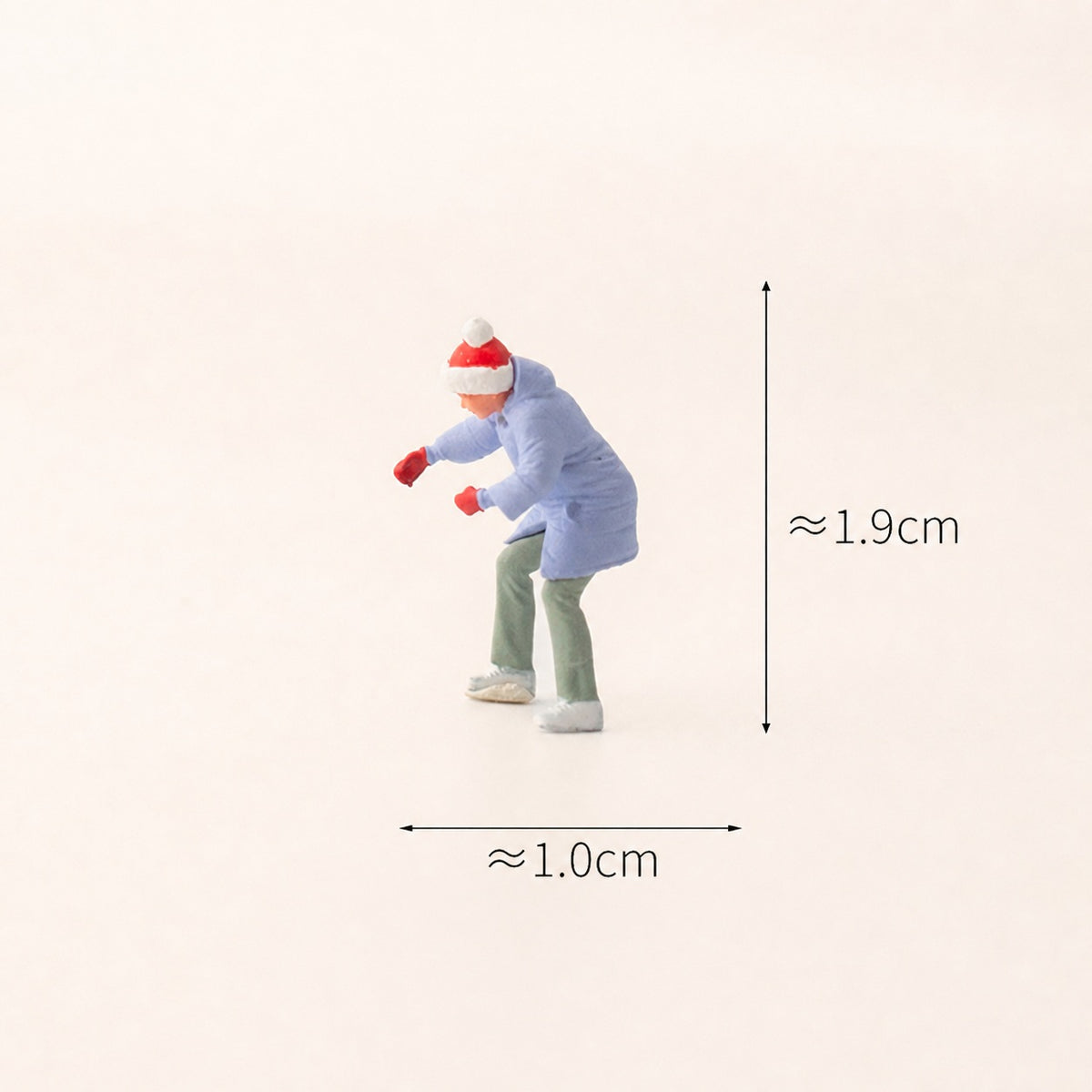 1:64 Snow Day Miniature Figure Series - Little Girl in Red Hat Building a Snowman Figure Set