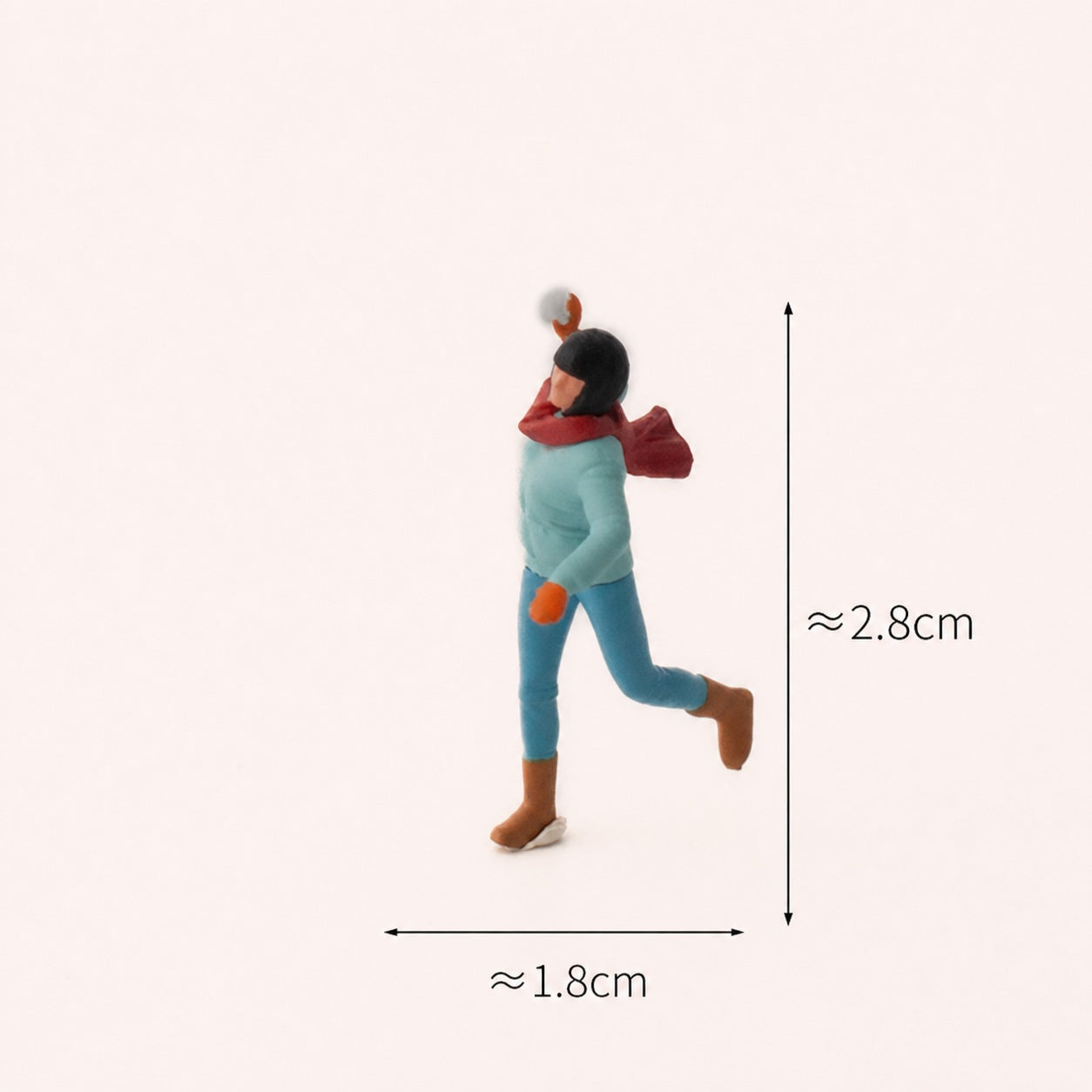 1:64 Snow Day Miniature Figure Series - Woman in Red Scarf Throwing a Snowball Figure