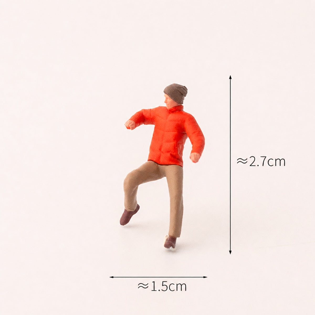 1:64 Snow Day Miniature Figure Series - Jumping Man in Orange Puffer Jacket Figure