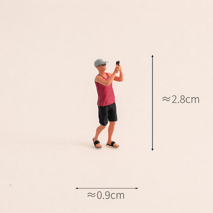 1:64 Photo Session Miniature Figure Series - Man in Hat Taking a Photo with a Phone Figure