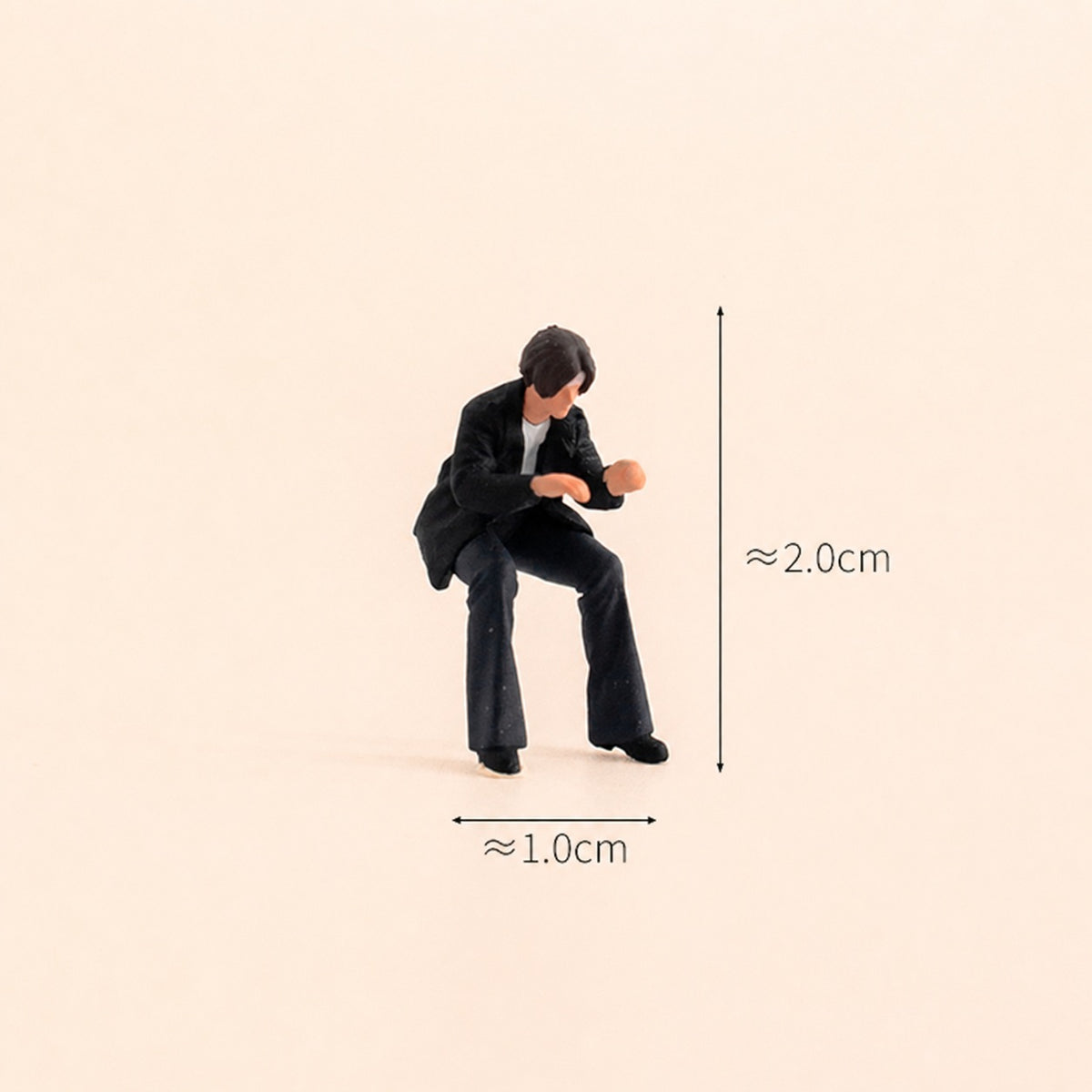 1:64 Arcade Series B Miniature Diorama Collection - Seated Man in Black Leather Jacket Playing a Game Figure