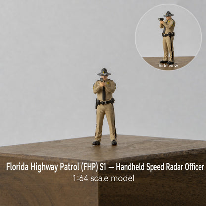 1:64 Florida Highway Patrol (FHP) S1 Miniature Figure & Prop Series - FHP S1 Officer with Radar Speed Gun Figure