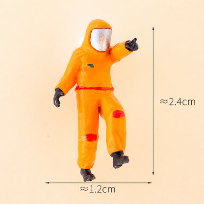 1:64 Environmental Inspection Miniature Figure Series - Man in Orange Hazmat Suit Pointing Figure